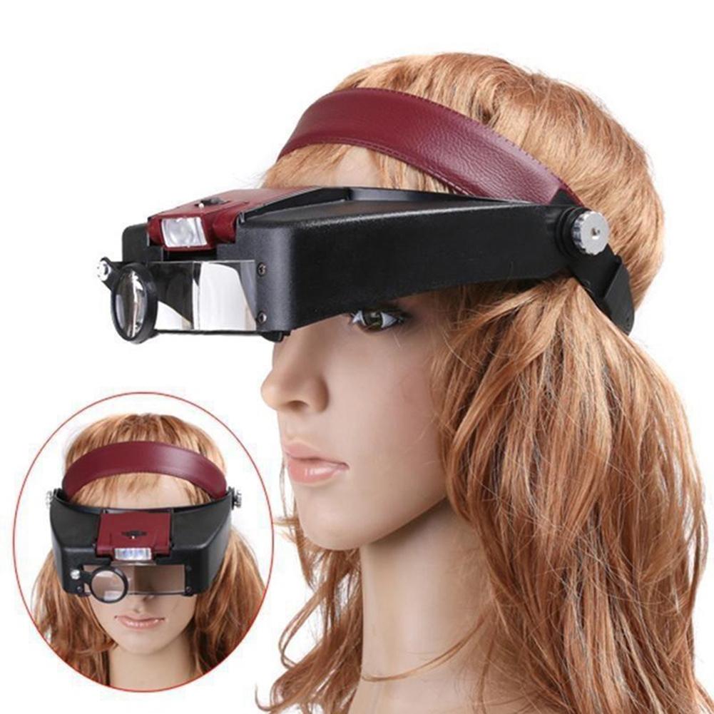Magnifying Glass Helmet Type Head Mounted Magnifying Glass with LED Light Lighting Maintenance