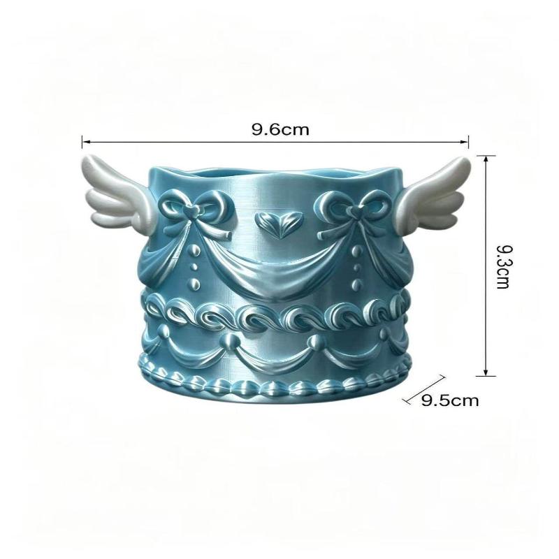 1Pcs Angel Wings Relief Cosmetic Organizer Bucket Premium Waterproof Makeup Brush Holder for Vanity Use