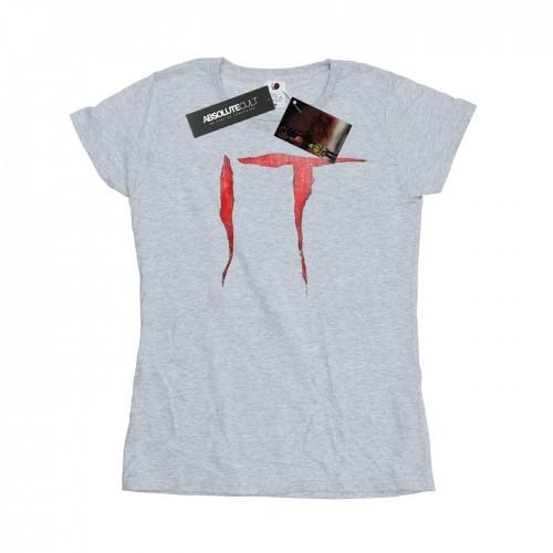 

It Womens/Ladies Distressed Logo Cotton T-Shirt білий