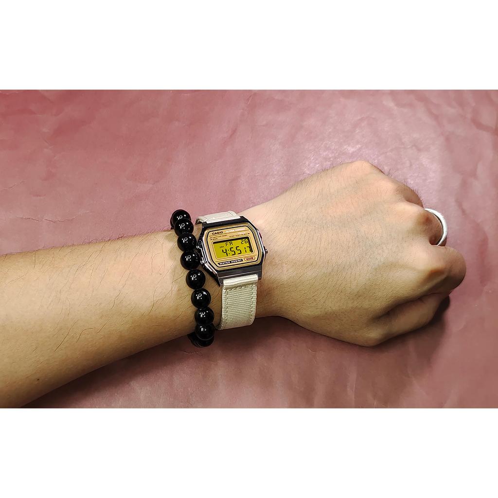 Casio Custom Collection Quartz Movement Nylon Strap Watch Men's Watches Gold Dial A158WEA-9(Watch5--Luma-07)