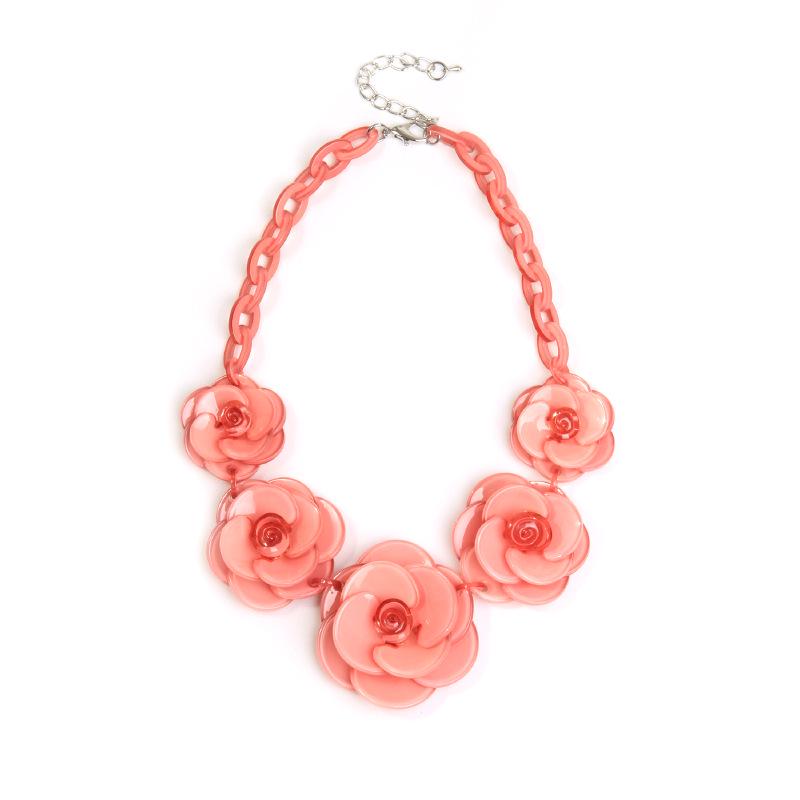 Bohemian Acrylic Flower Necklace - Colorful Rose Sweater Chain