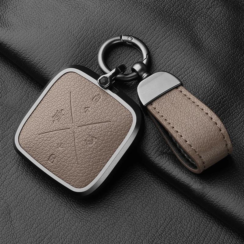 Metal And Leather 4 Button Car Key Case Cover For Zeekr X 001 009   Car Key Case Protect Fob