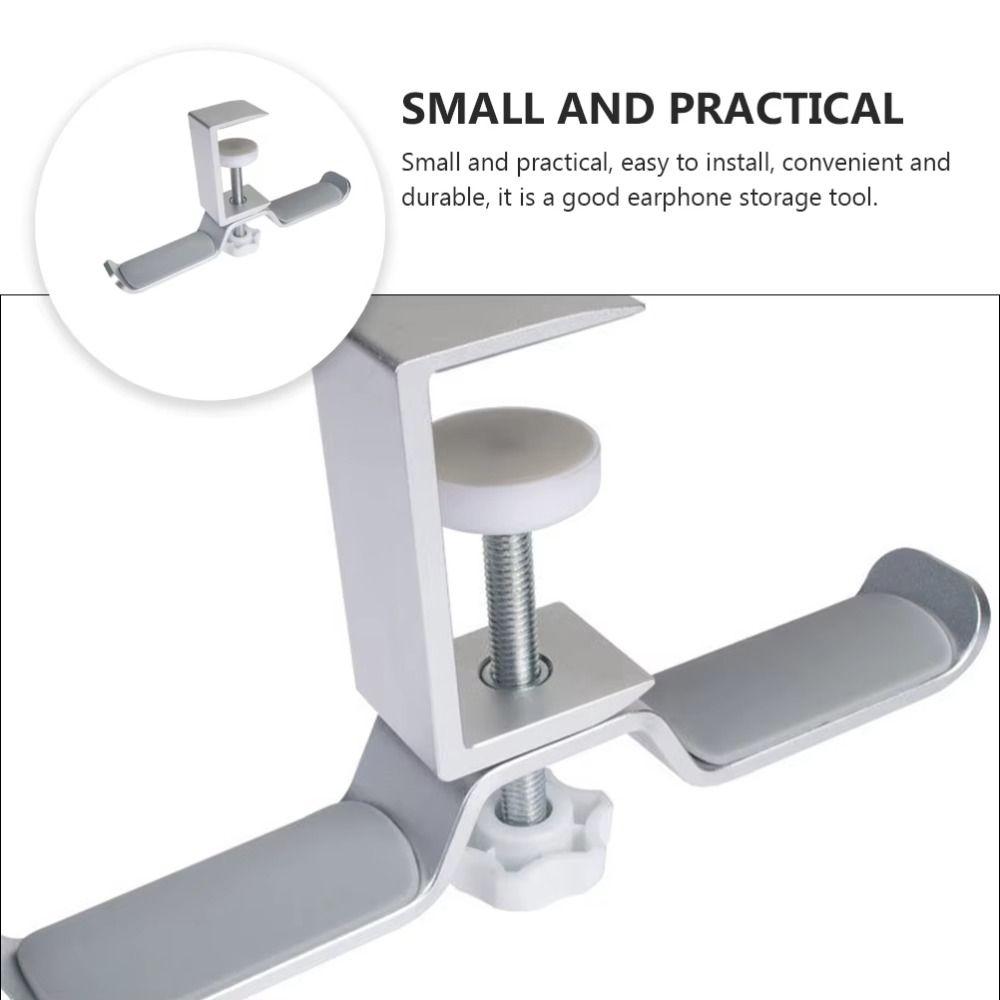 Aluminum Zinc Zinc Alloy Earphone Bracket Hanger Double Hook Headset Rack Holder  For Under Desk