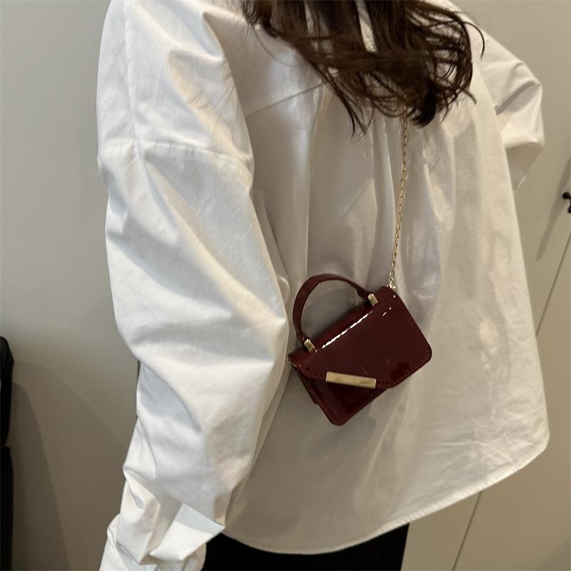 Solid color new retro simple fashion casual contrasting color single shoulder oblique span small square bag