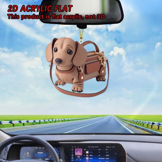 2Pcs Automobile Pendant Acrylic Dog Shape Acrylic Christmas Tree Ornament Car Interior Bag Hanging Accessories