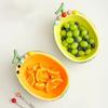 Large Capacity Fruit Bowl with Fork Hami Melon Shape Snack Plate with Fork  Household Use