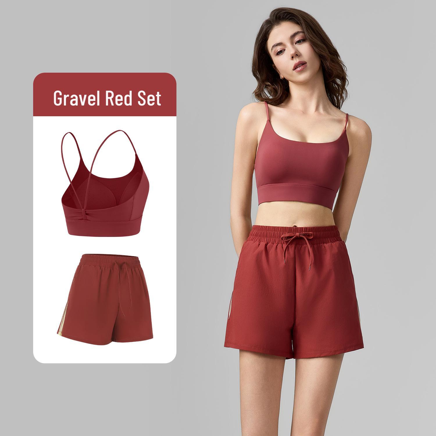 

2026 Spring/Summer Women s Quick-Dry Sports Set: Anti-Exposure Shorts & Yoga Underwear with Thin Straps. Small