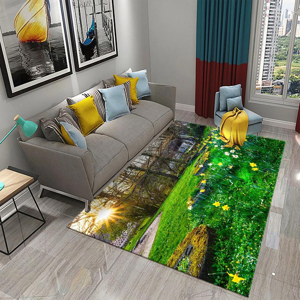 European Style Garden Carpets Colorful Flowers Rugs for Home Living Room Teens Bedroom Decor Carpet Bathroom Non-slip Area Rugs