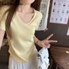 La Chapelle Women's Pleated V-Neck T-Shirt