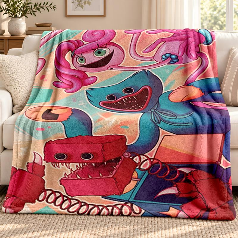 Poppy Playtime blanket Flannel Blanket Soft Cozy Plush Throw for Sofa Bed Lightweight Home Decoration Outdoor camping