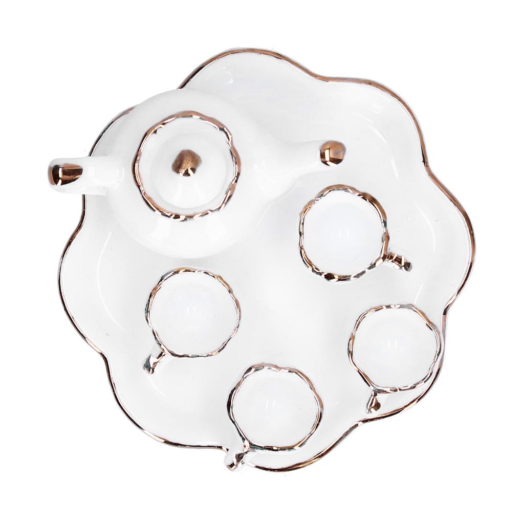 1:12 Tea Set Miniature Tea Cup Teapot Tray Decoration Kitchen Accessories