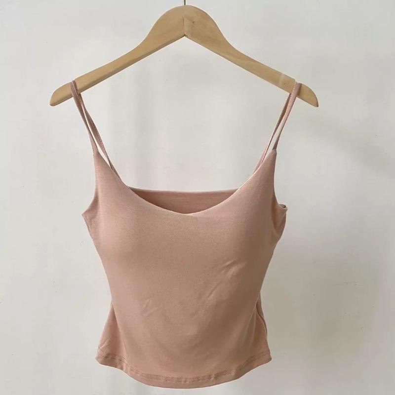 

Women s Summer Double Strap Camisole with Built in Bra OneSize
