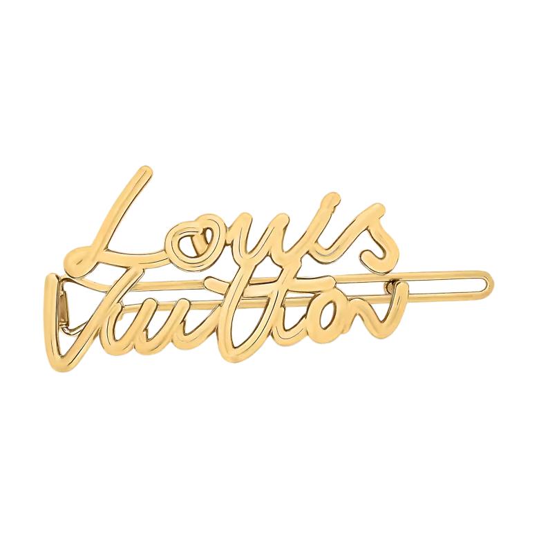 

Louis Vuitton Handwritten Logo Hair Clip Women accessories Gold M03251 Box+Shopping Bag