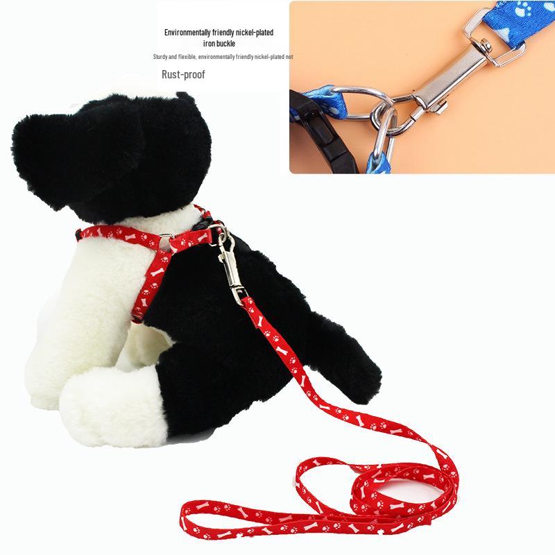 Printed Polyester Leash & Harness Set for Small/Medium Dogs & Cats
