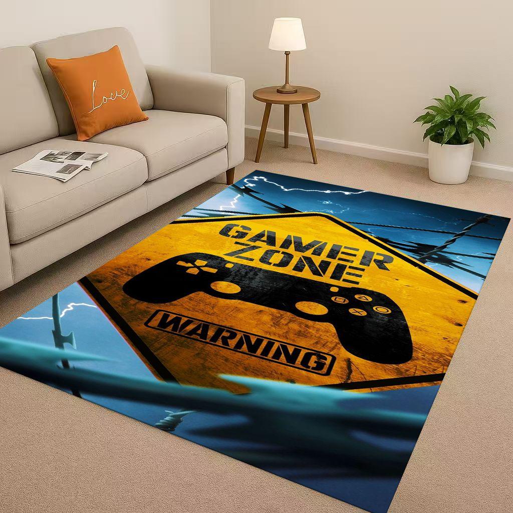 Classic Game Zone Sign Gamer Controller Living Room Non-Slip Area Rug Carpet for Bedroom Kids Playroom Sofa,Home Decor Doormat