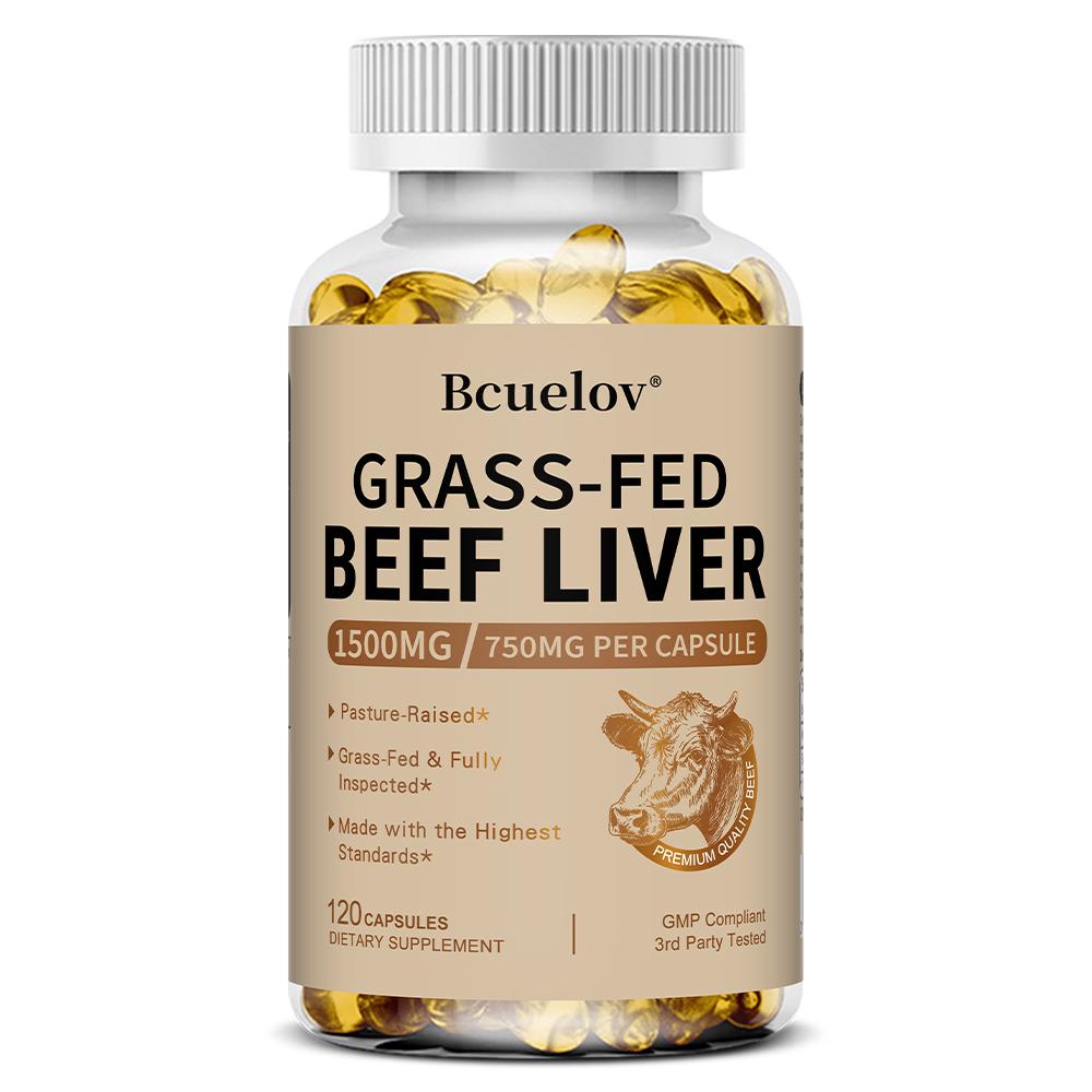 Grass-Fed Beef Liver Supplement 1500mg - Pasture-Raised Formula - 120 Capsules 120PCS