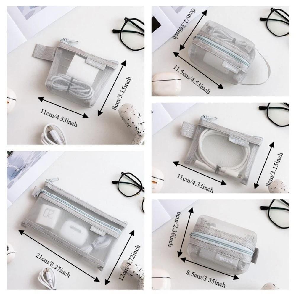 6pcs Set Durable Mesh Storage Bag Minimalist Coin Purse  Electronic Accessories