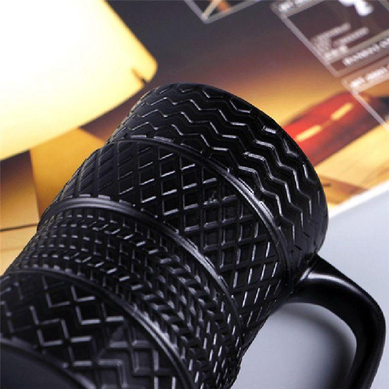 Good-Funny Tire Mugs 500ML Capacity Coffee Mug Breakfast Cereal Milk Tea Water Cup Office Tire Cup Mug Novelty Gifts Bla
