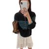 Women's Knitted Cardigan Striped Contrasting Colors Loose Lazy Wind Sweater Women's New Long-sleeved Autumn Top Coat