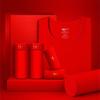 Men's Red Thermal Underwear & Autumn Trousers 6-Piece Set