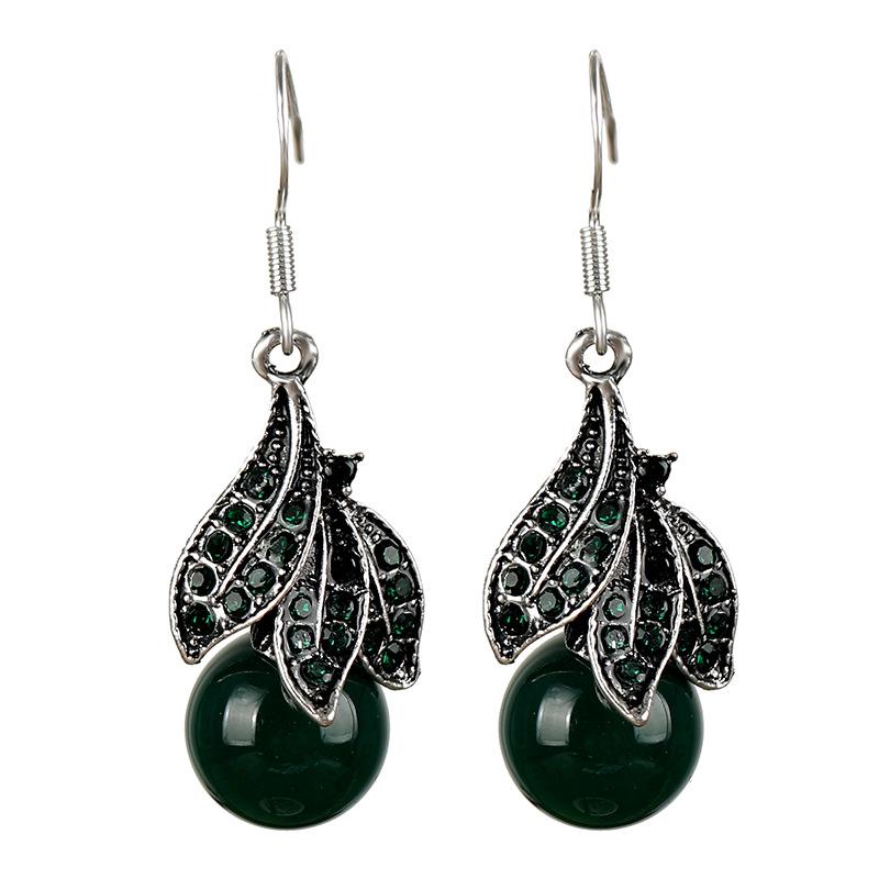 BLINGBAY Kvinners Øredobber Retro Etnisk Stil Agat Øredobber Kvinners Lange Dusker Temperament Katteøye Øredobber Antikk Stil Enkle Øredobber