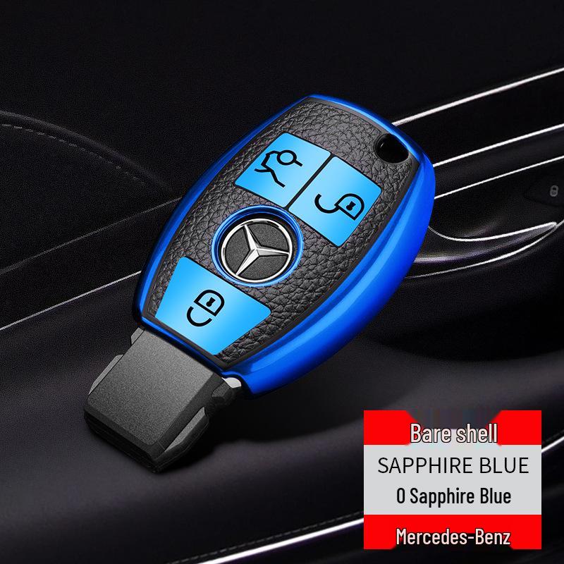 Mercedes-Benz Car Key Shell TPU Cover for CLA200, GLC260, C260L, GLA, C300 - Electroplated with Buckle (Female Design)