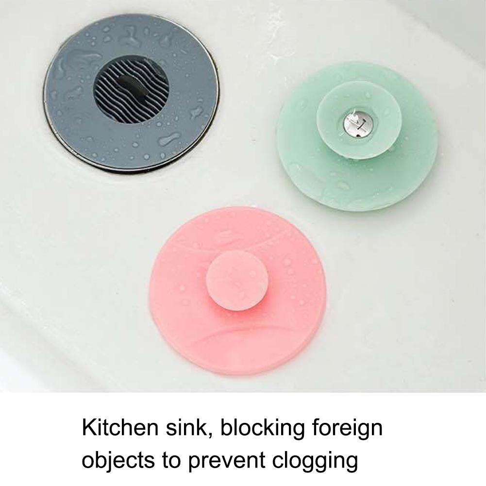 Gray Silicone Pop up Drain Cover Anti Odor Kitchen Bathroom Sink Strainer Stopper 10x3.6cm
