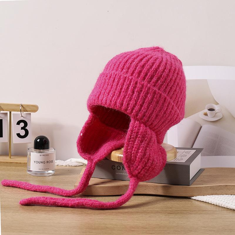 Hat Women's Wool Pullover Hat Students' Warm Ear Protection Knit Hat Korean Version Versatile Sweet Cute Fashion Lei Feng Hat