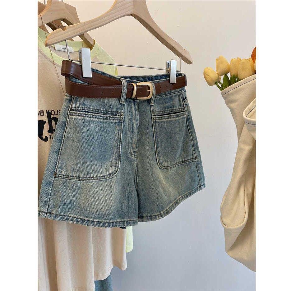 

Women s High-Waisted Denim Shorts with Dual Pockets - 2026 Summer A-Line Slimming Fit. S (for 40-48 kg)