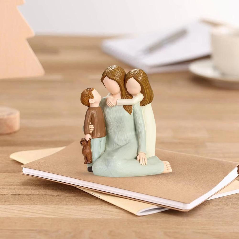 Hand-Painte Family Sculpture Elegant Resin Family Ornament Mothers Day