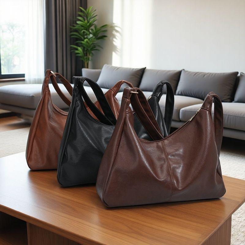 IELGY Ladies Tote Bag Retro Soft Leather Shoulder Large Capacity Lazy Messenger Bag