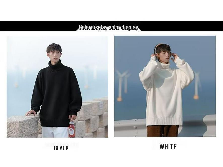 Herren Hochhals Grobstrick - Japanischer Stil Winter Basisschicht