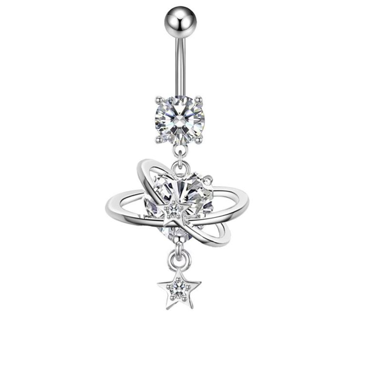 Heart Zircon Belly Button Rings Stainless Steel Butterfly Belly Ring For Women Navel Piercing Body Jewelry