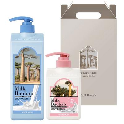 Milk Baobab Body 2 Arten Geschenkset mit weißem Moschusduft, 1 Set, beliebtes koreanisches Kosmetikset