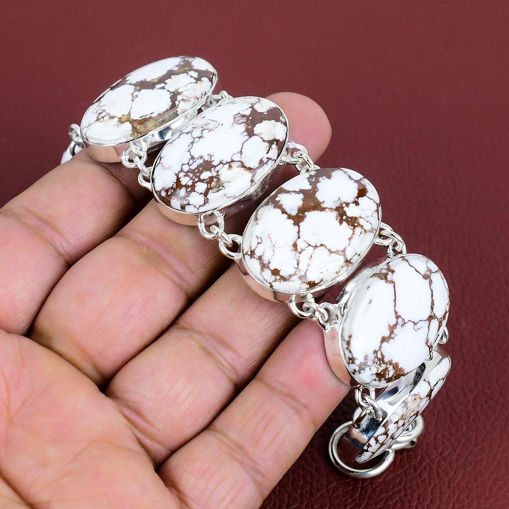 Wild horse magnesite bracelet 925 sterling silver bracelet gemstone adjustable chain bracelet handmade jewelry engagement gifts boho jewelry