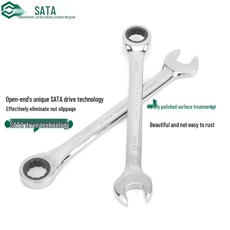 SATA Fully Polished Dual-End Ratcheting Wrench Set (43201-43227)