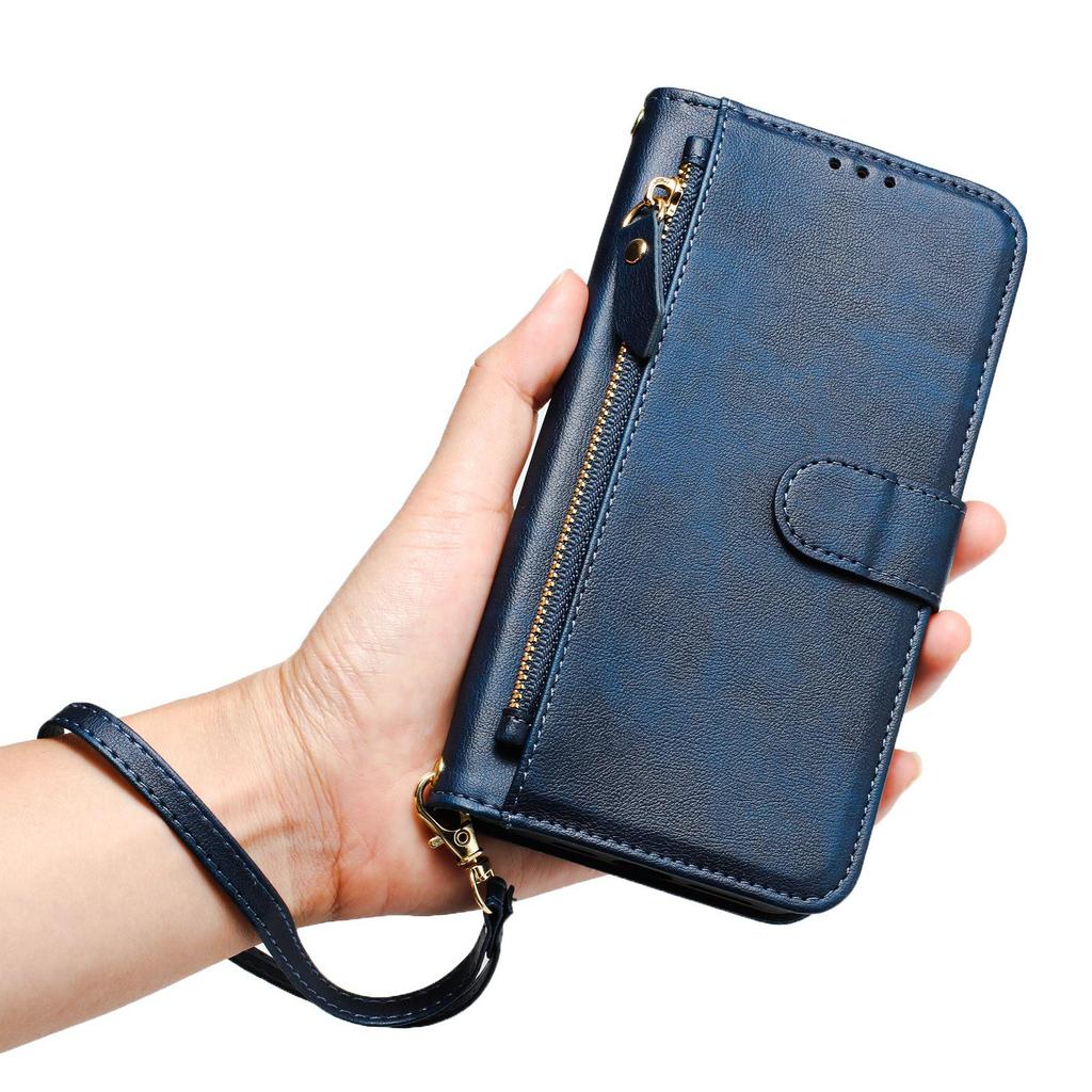 Compact Solid Color Zipper Phone Case with Card Slot & Anti-fall Protection