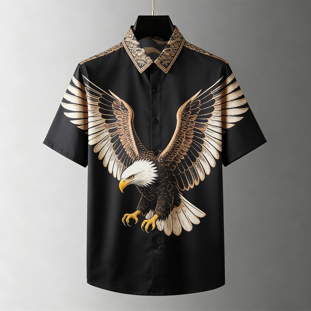 Men's Summer Cool Short-sleeved Shirt Cute Puppy Animal High-definition Printed Shirt Men's Hawaiian Vacation Outdoor Top Men