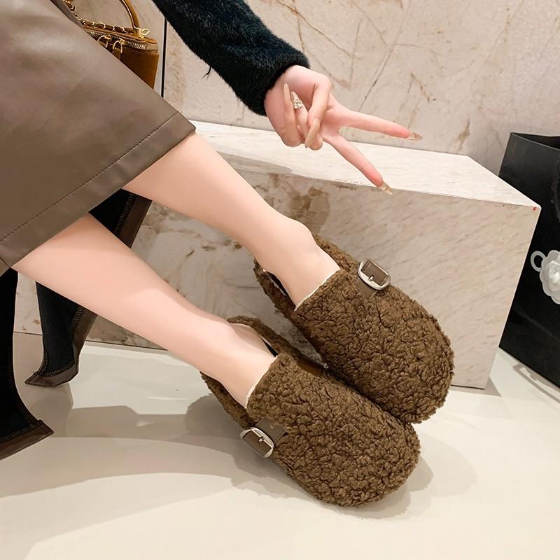 Cotton slippers women's autumn and winter 2025 new velvet warm soft-soled beanie shoes girl princess fluffy shoes cotton tow