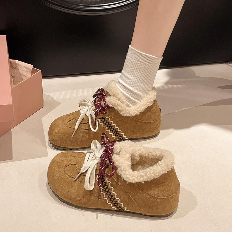 

Women s lace-up lightweight thick sole winter insulation fur one snow boots non-slip cushion wear casual sports cotton boots 40