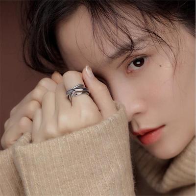 Neue Mode Hipster Mehrschichtige Unregelmäßige 925 Sterling Silber Schmuck Einfache Glatte Wickel Persönlichkeit Öffnungsringe R099
