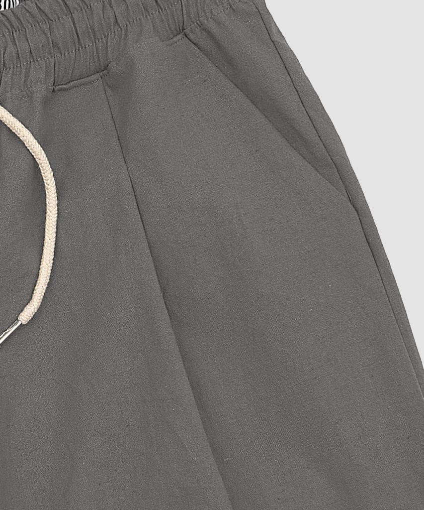 PAPERBOY Linen Bio Pintuck Half Pants - Khaki Brown