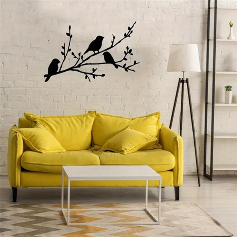 A25F-Handcrafted Iron Bird Rustic Bird Tree Wall Decor Bird On A Branch Metal Wall Art Housewarming Gift Metal Wall Sign чёрный