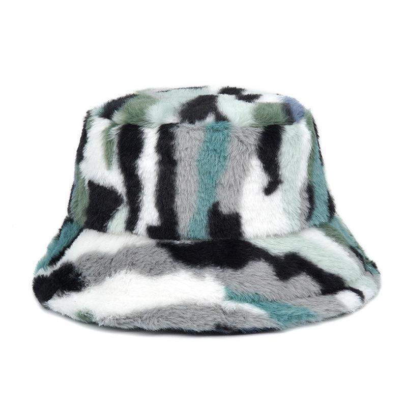 Autumn Winter Panama Hat Women Faux Fur Fisherman Hat Zebra Print Plush Velvet Warm Panama Hat Fisherman Hat Female