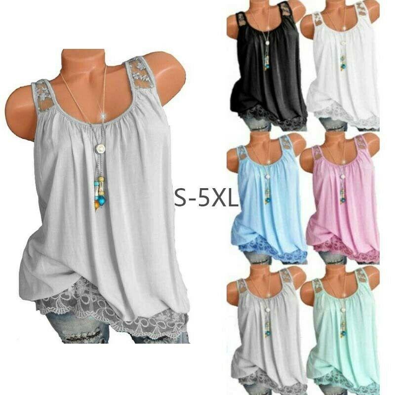 Premium Quality Sexy Women's Summer Sleeveless Lace T-shirt Vest For Effortless Style