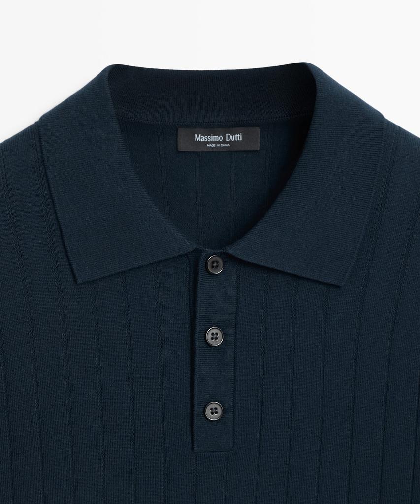 Masimodutti Cotton Ribbed Knit Polo Shirt