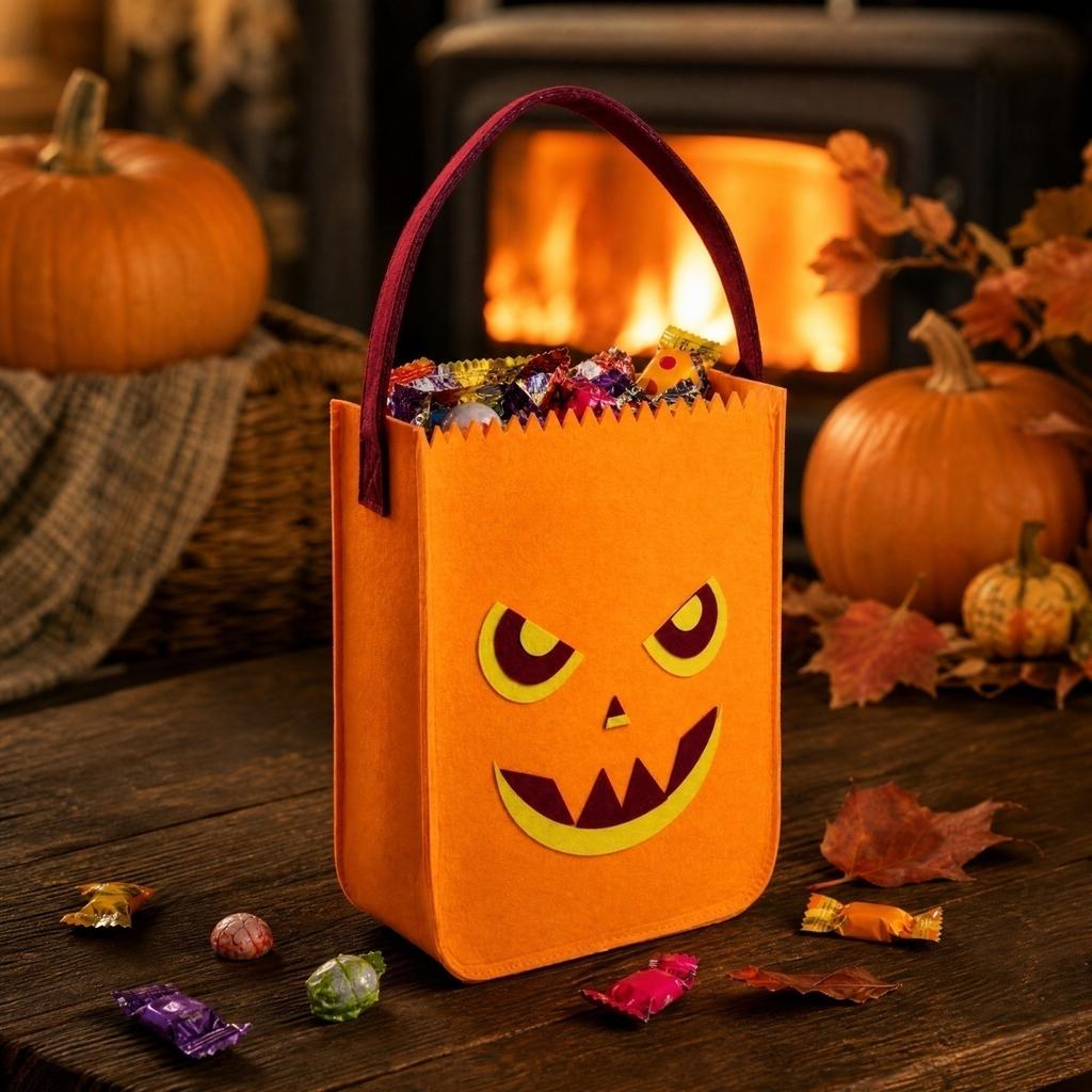 Halloween Candy Bags for Kids - Pumpkin and Pattern -or- Goodie Bags for Party Favors