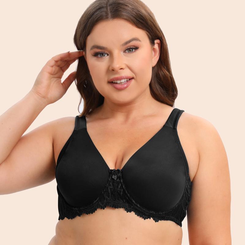 

Ультратонкий широкий бюстгальтер с широкими бретельками, бюстгальтер больших размеров, маленькая собранная внешняя торговля, нижнее белье, бюстгальтер 90E чёрный