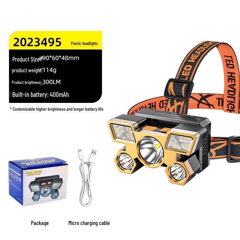Dual-Light LED Laser Cannon Rechargeable Headlamp - Super Bright, Long Battery Life, Ideal for Night Fishing