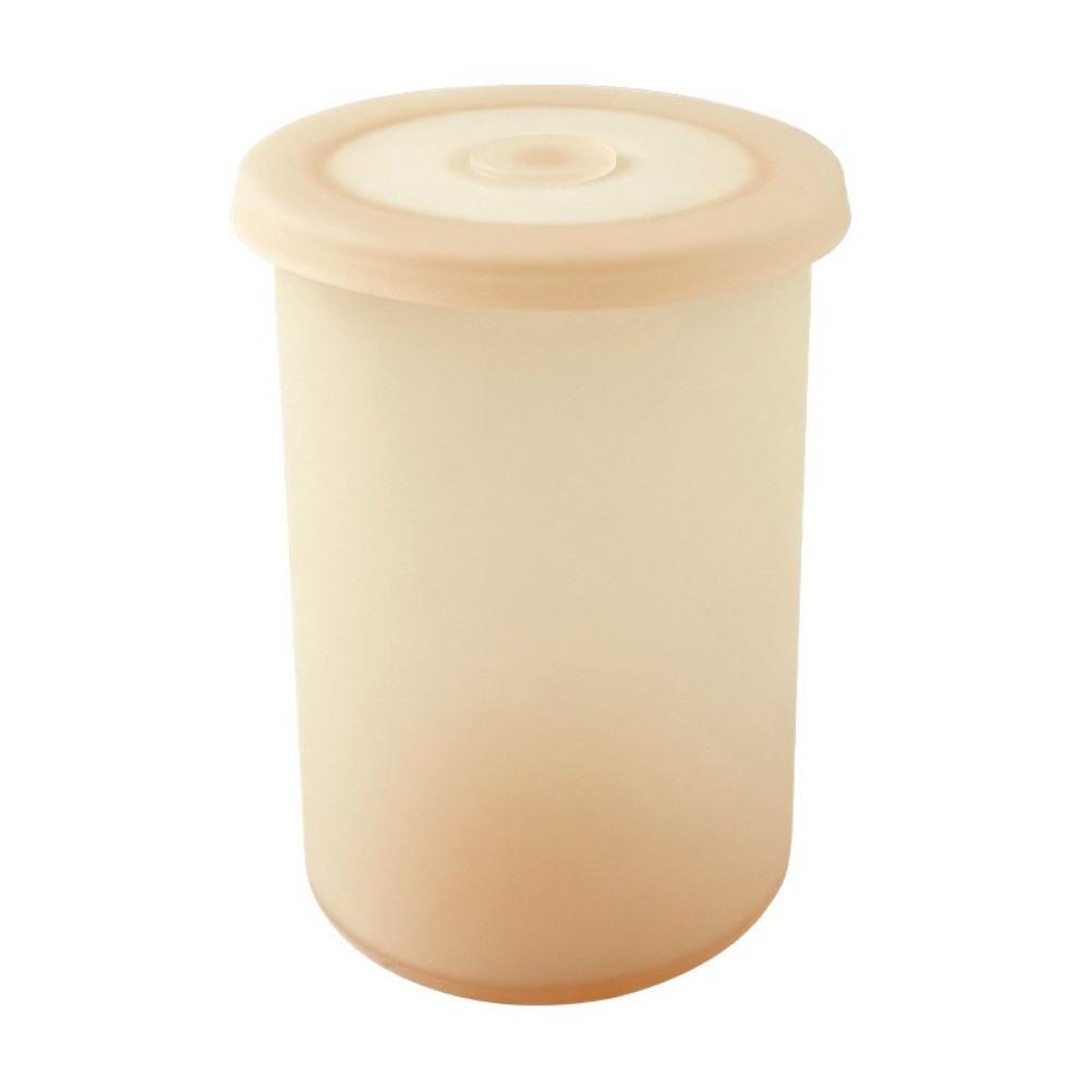 

Silicone Transparent Sealed Box Microwave-heated Round Kitchen Storage Boxes Leak-proof Airtight Food Freezer Box Travel 600 ML абрикосовий